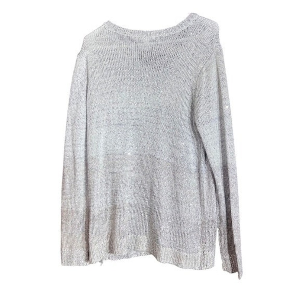 Liz Claiborne Womens Size XL V Neck Sweater Silver Sequin Knit Sparkly Chic - Picture 3 of 8